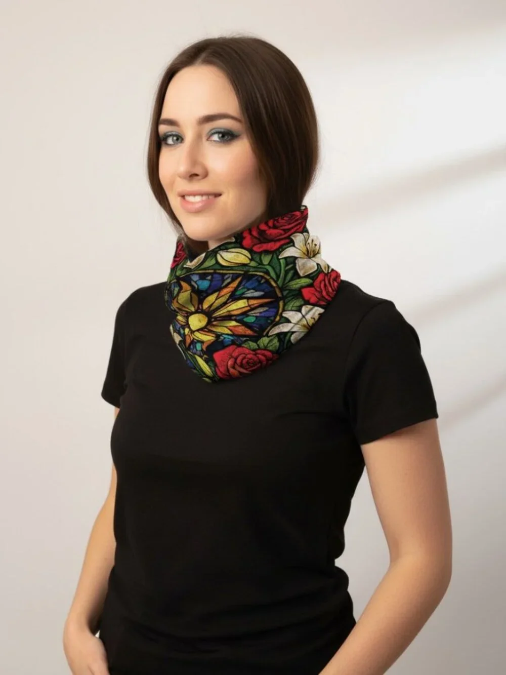 Victorian Rose Window | Stained Glass Floral Mandala Alice Tube Scarf